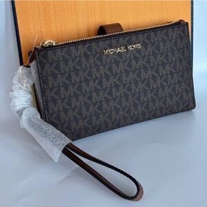 Michael Kors Dark Brown Monogram Wristlet Wallet